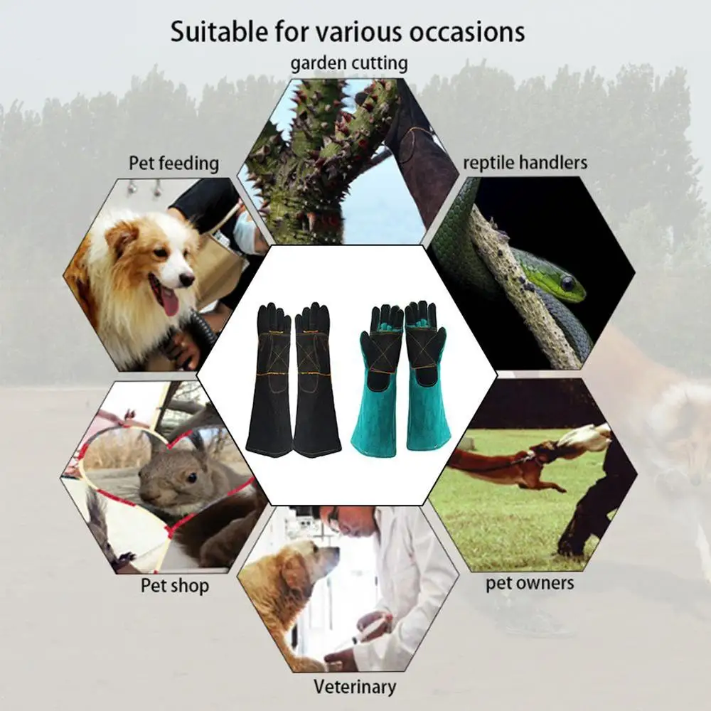 Pet Gloves Bite-resistant Gloves Two-layer Leather Support Pad Cat Dog Cutting-proof Anti-thorn Pet Gloves Pet Handling Gloves