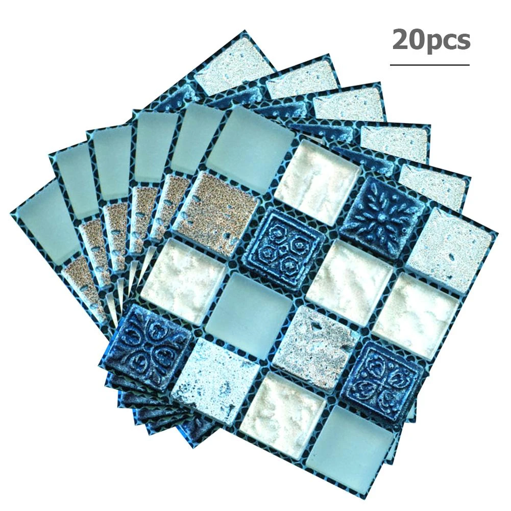 20pcs 3D DIY Waterproof Self Adhesive Wall Stickers Mosaic ​Tile Decal Art Decor 