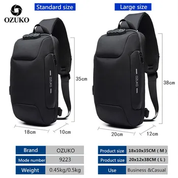 

OZUKO Crossbody Bag for Men Chest Bag Pack Large Multifunction Anti-theft Shoulder Messenger Bags Male Waterproof Short Trip