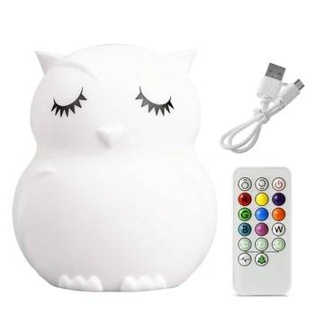

LED Nursery Night Lights Cute Owl Silicone night Lamp For Infant Toddler Color Changing Light Baby Kids Gift Rechargeable