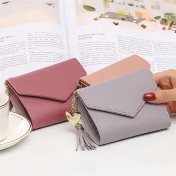 

PU Leather Women Short Wallets Multifunction Design Tassel Purse Female Long Lady Clutch Purse Coin Bag