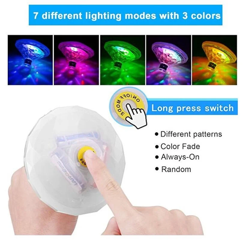 Floating Underwater Light RGB Submersible LEDparty Light Glow Show Swimming Pool Hot Tub Spa Lamp Baby Bath Light submersible pond lights