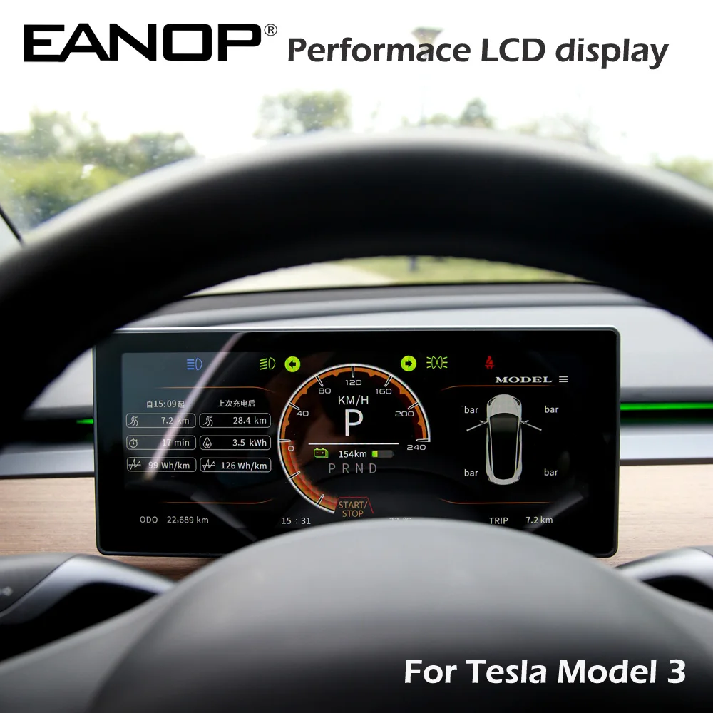 EANOP HUD Digital Performace LCD Display Speed Tire Pressure Monitoring for Tesla Model 3