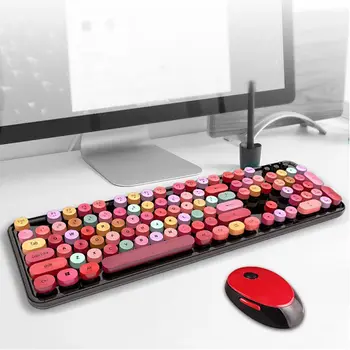 

2.4Ghz Wireless Keyboard and Mouse Set Portable Universa Laptop Round Keycap Keyboard and Mice