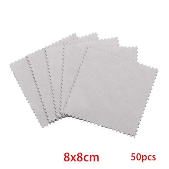 10-50pcs Polish Polishing Cloth Silver Color Cleaning  Polishing Cloth Soft Clean Wipe Wiping Cloth For Silver Gold Jewelry Tool Dark Grey 8x8 50Pcs