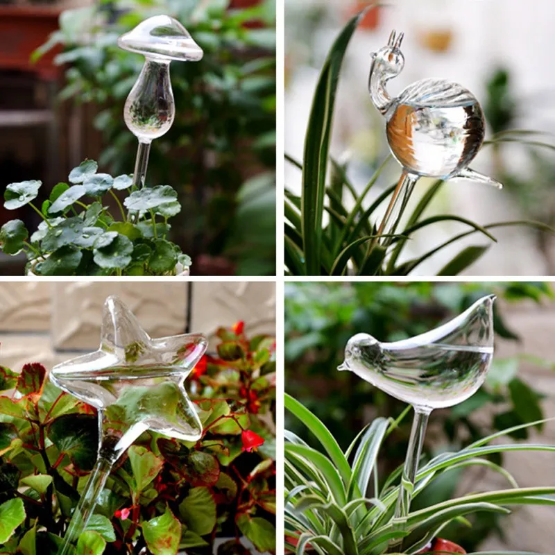 Glass Water Feeder Flower Plant Self Watering Bird Waterer Plant CL Garden H7X5 