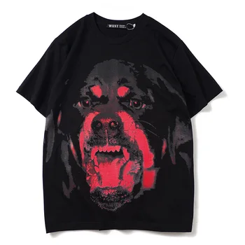 

New High 2019 Punk Novelty Men Fashion T Shirts Red Rottweiler T-Shirt Hip Hop Skateboard Street Cotton T-Shirts Tee Dog #N16