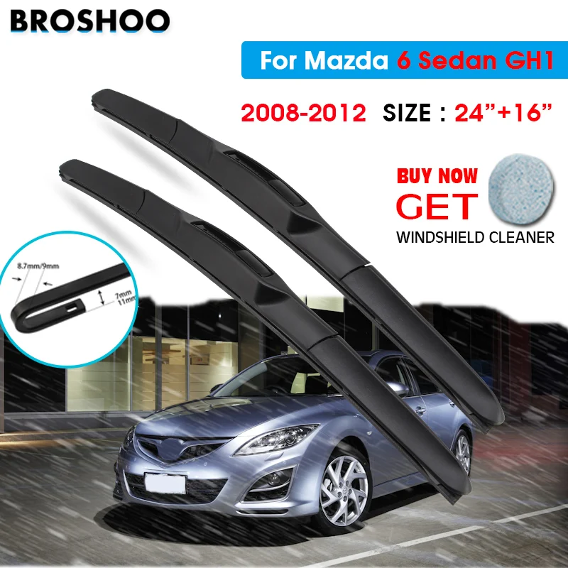

Щетка стеклоочистителя для Mazda 6 Sedan GH1 24 "+ 16" 2008-2012 Авто Стеклоочистители для лобового стекла лезвия для мытья окон подходит для U Hook Arms
