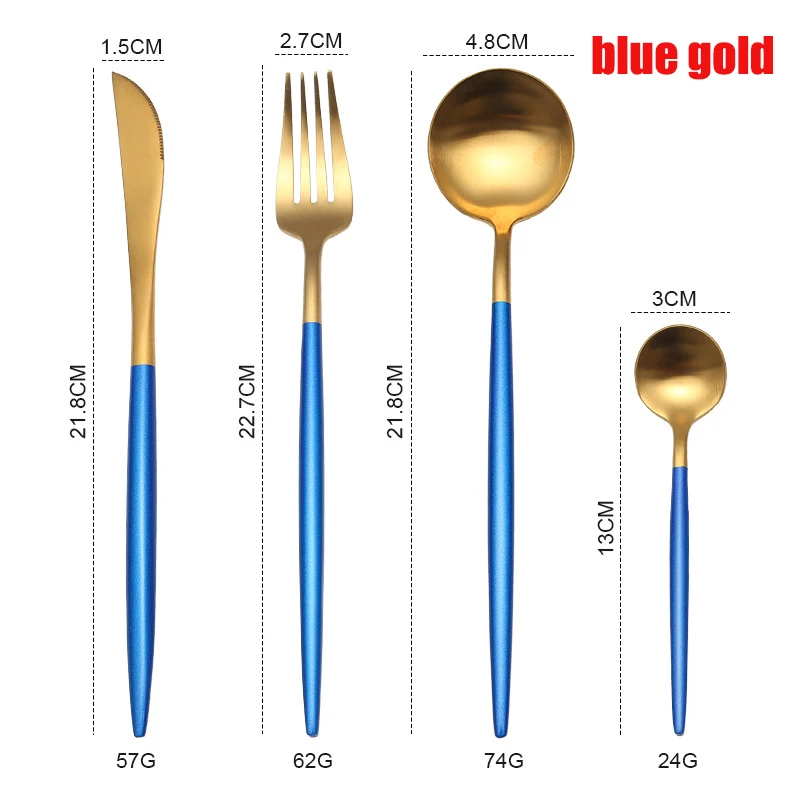Spklifey набор посуды палочки для еды Золотая посуда вилки, ножи, ложки из нержавеющей стали набор Европейской посуды корейские палочки для еды - Цвет: blue gold