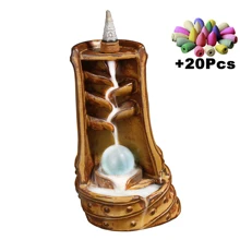 Подарок 20 шт. пирамидки благовоний Керамика курильница для благовоний горелки со шпилькой, креативный, ручная работа, украшение для дома, фэншуй-шарик Lucky Bamboo комплект