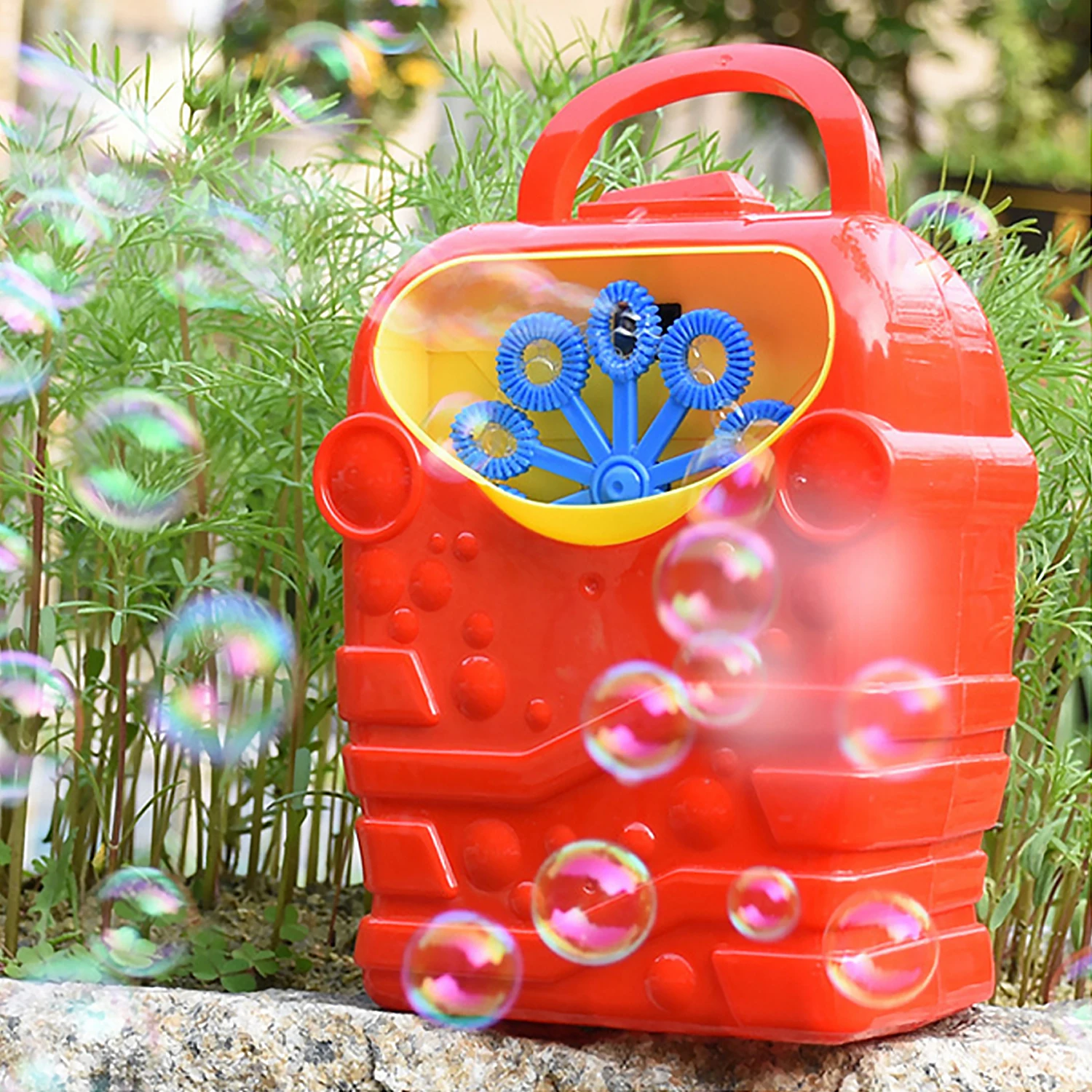 discounted  Kids Cute Funny Red Cartoon Automatic Electric Bubble Machine Blower Handle Battery Powered Outdoor