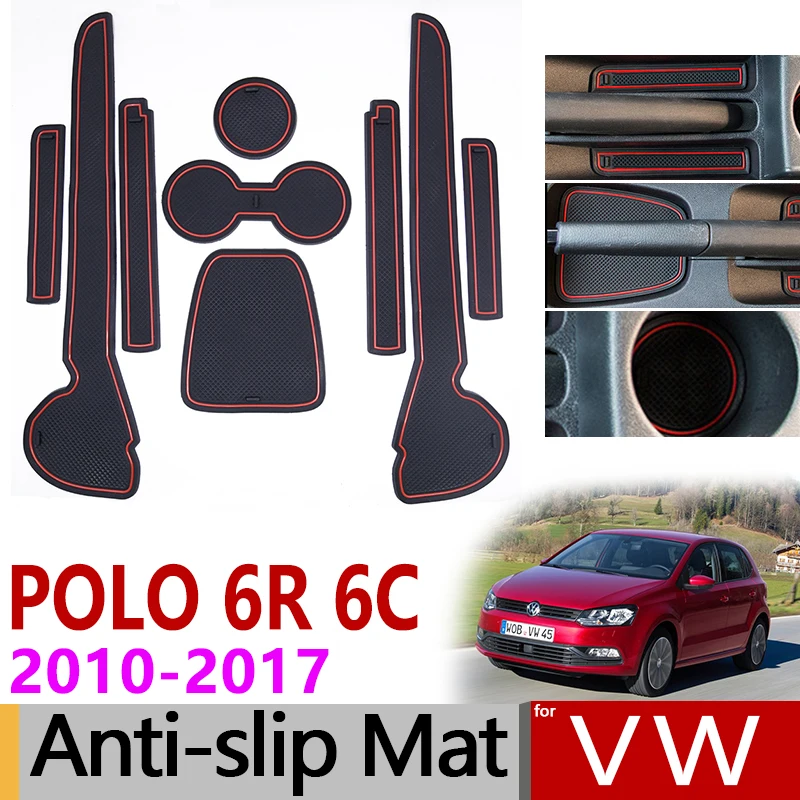 Cena Antypoślizgowe maty gumowe maty do schowków mata na kubki dla VW POLO 6R 6C 2010 2011 2012 2013 2014 2015 2016 2017 MK5 Volkswagen GTI akcesoria