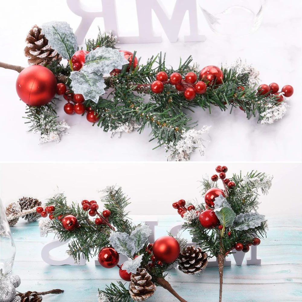 1 шт. красные ягодные стебли, искусственная сосна, выбор для рождественской елки, украшения для праздничной вечеринки, праздничные украшения для комнаты