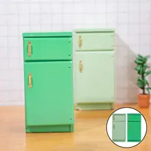 Muebles de casa de muñecas, refrigerador, conjunto de cocina realista, miniatura de madera, casa de muñecas moderna, decoración de escena de vida, 1/12