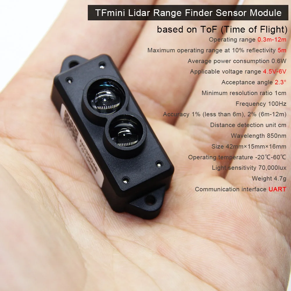 

Tfmini LIDAR Laser Ranging Sensor Single Point Laser Radar Ranging Sensor Module 12 M