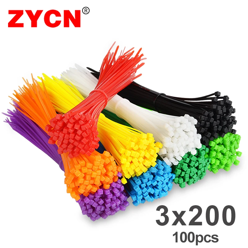 100pcs 3*200mm Width 2.5mm Cable Tie Selflocking Nylon Wire Binding