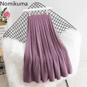 

Nomikuma Women 2020 Autumn Winter Knitted Skirts Korean High Waist A-line Twisted Sweater Dress Femme Causal Faldas Mujer 6D180