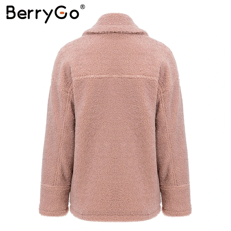 BerryGo плюшевый пушистый толстый искусственный мех пальто для женщин Повседневное роскошные женские куртки пальто на молнии Осень Зима теплые женские пальто