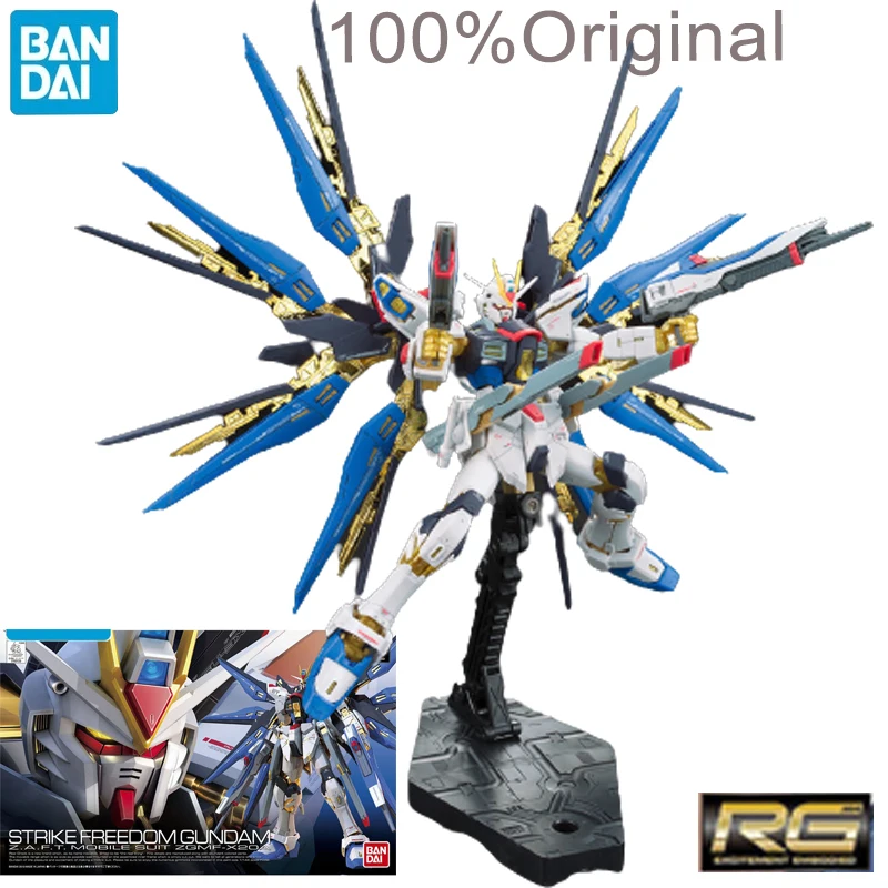 

Bandai Original Gundam Model Kit Anime Figures Rg 1/144 Zgmf-x20a Assembled Strike Freedom Gunpla Robot Action Figure Toys Gift