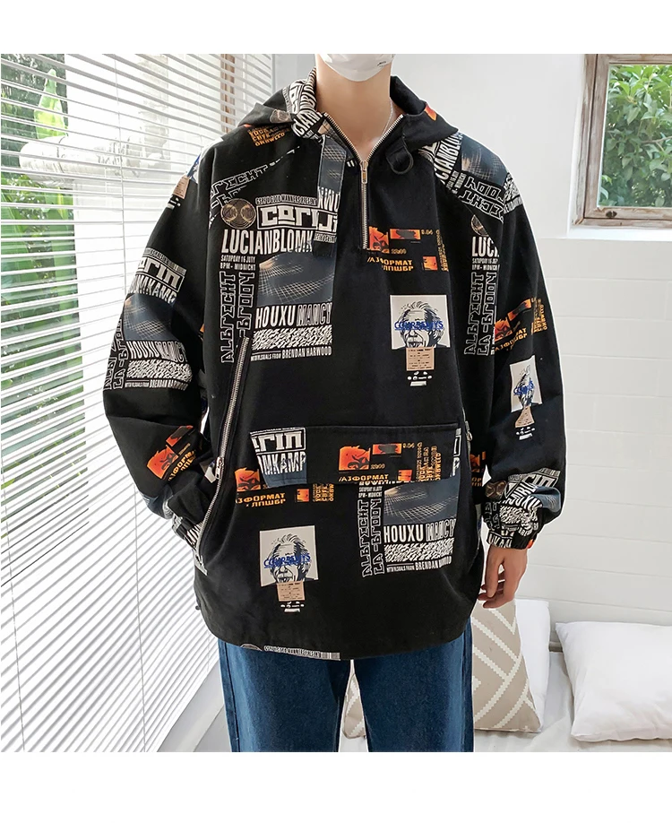 Осенняя новая Корейская мужская уличная мода основной толчок стиль Tide бренд LoosePoster Ele Мужская t полный размер Печатающая пара повседневная куртка