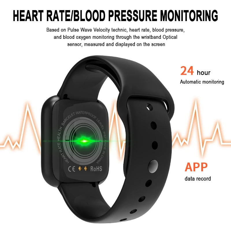  I5 Smart Watch Waterproof Heart Rate Monitor Fitness Tracker Pedometer Bracelet pk IWO 8 10 Sport W - 4000179736654