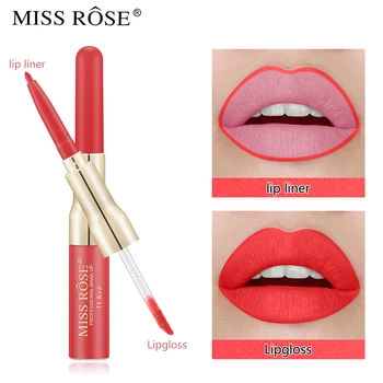 

MISS ROSE Double Head 12 Color Matte Lip Liner Waterproof Makeup Lips Contour Pencil Lasting Lipstick Lip Liner Lip Gloss TSLM1