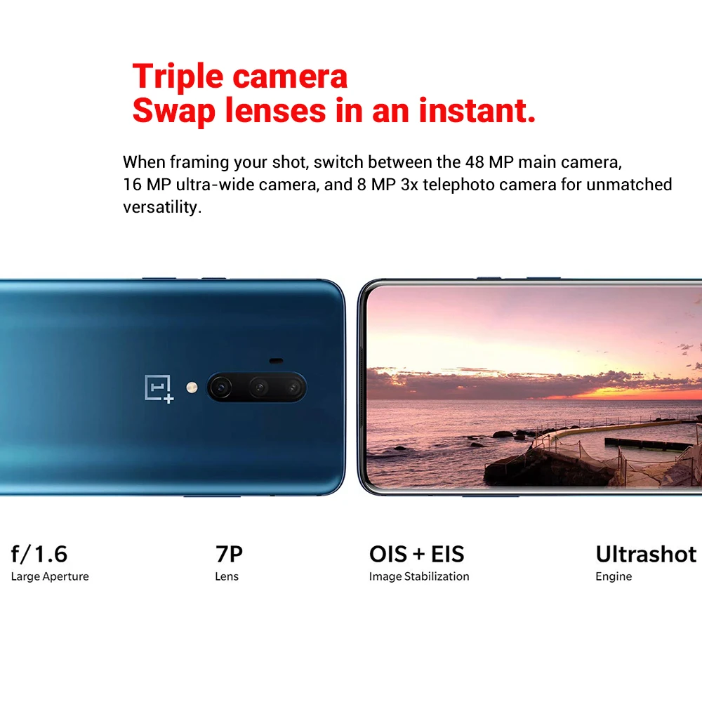 Глобальная версия Oneplus 7T Pro HD1910 8 Гб 256 мобильный телефон 6 67 "Snapdragon 855 + Octa core 48MP 4085