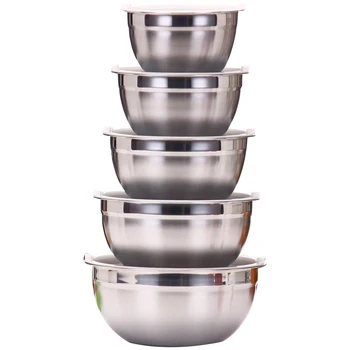 

Stainless Steel Salad Bowl with Lid Food Mixing Bowl DIY Cake Bread Mixer Kitchen Utensil Bowl Cooking Tool
