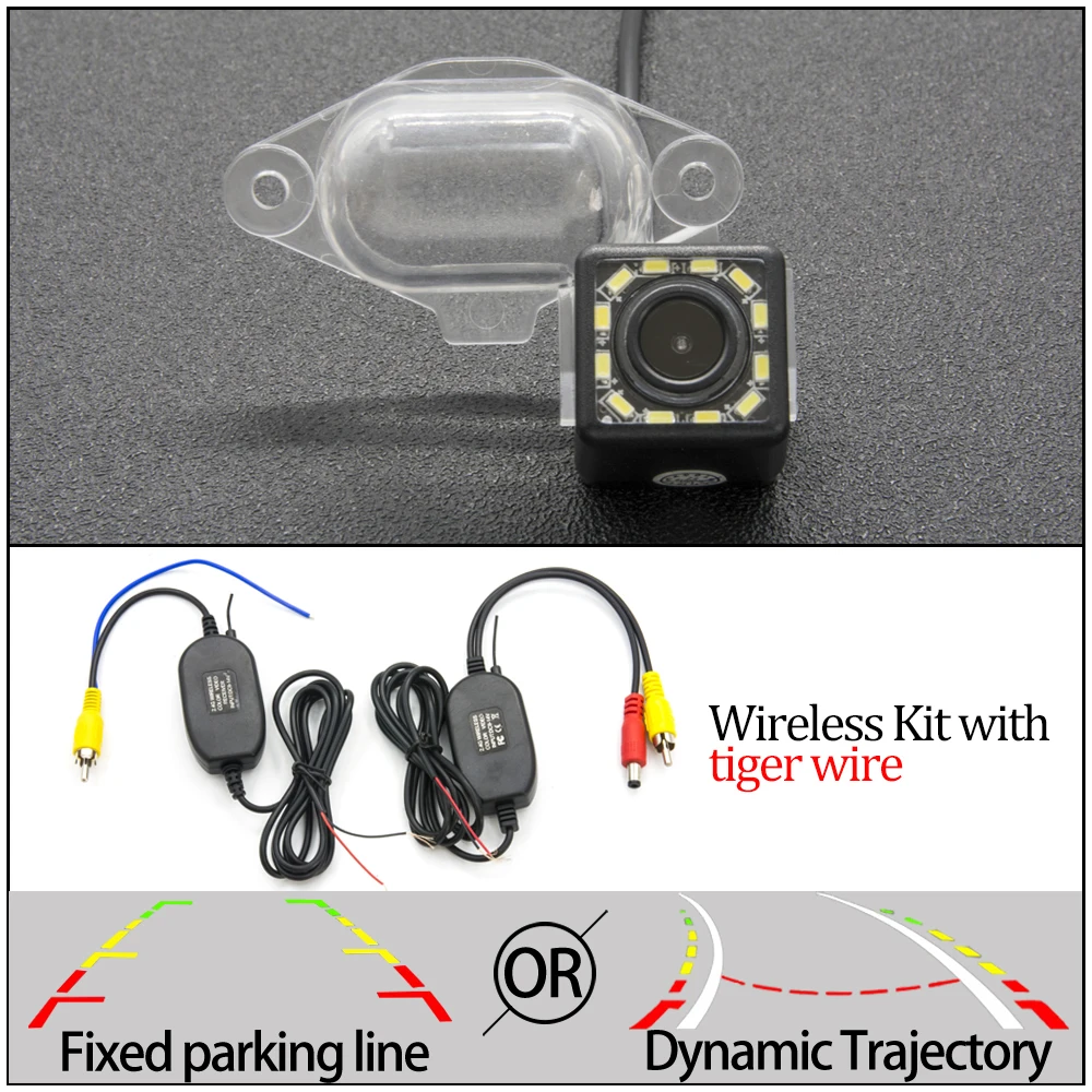 Фиксированная или динамическая траектория Автомобильная камера заднего вида для Nissan X-Trail/Almera Classic/Pathfinder R50/Cefiro A32 монитор парковки автомобиля - Название цвета: 12LED And Wireless