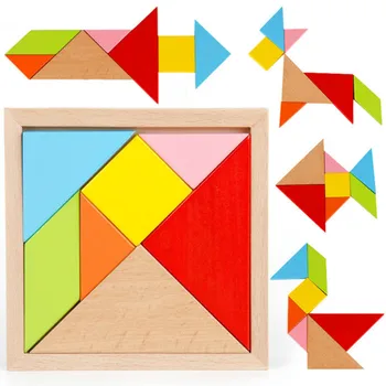 

Tangram Jigsaw Puzzle Wooden Color Shape Cognitive Building Children's Educational Toys Color Puzzle Learning Toys for Children