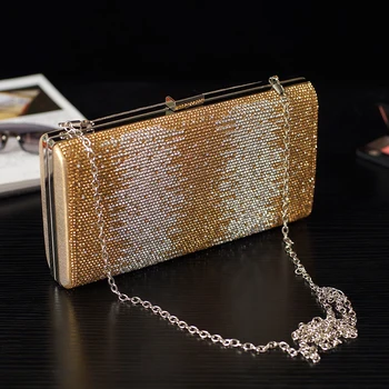 

Women Fashion Evening Handbag Gradient Crystal Diamond Studded Sparking Elegant Lady Clutch Purse Party Crossbody Shoulder Bag