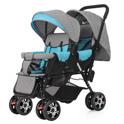Twin Baby Strollers Lightweight Folding Front Rear Reclining Trolley Baby Double Stroller Can Lie Flat - Цвет: A10