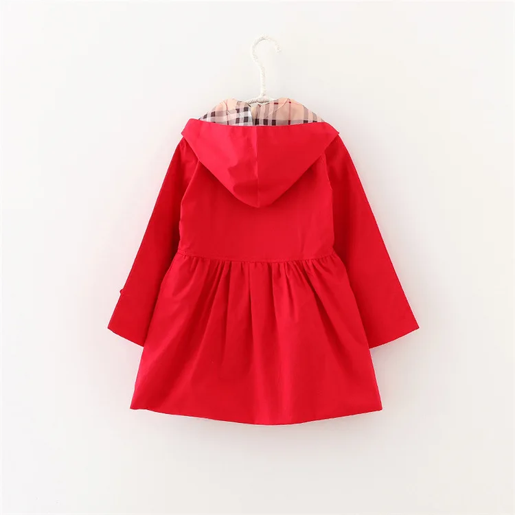 

Girl'S Mid-length England Trench Coat Middle And Large Children Young STUDENT'S Spring And Autumn Korean-style Hooded Tops