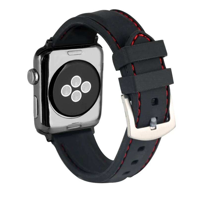 

Black Rubber Watch Band 38mm 42mm Silicone Wrist Strap Bracelets for Apple Watch Series 1 2 3 Watchband Strap watch Accessories
