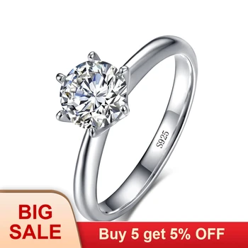 

Fashion 100% Pure Original Gold Filled Ring Natural 2 Carat White Solitaire Cubic Zircon Wedding Ring for Women