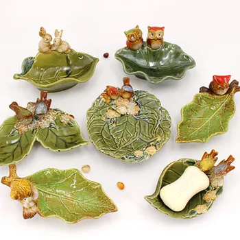 

Nordic Bird/owl Ceramic Jewelry Keys Storage Trays Decorative Handmade Soap Box Ashtray Crafts Ornaments Home Decor Accessories