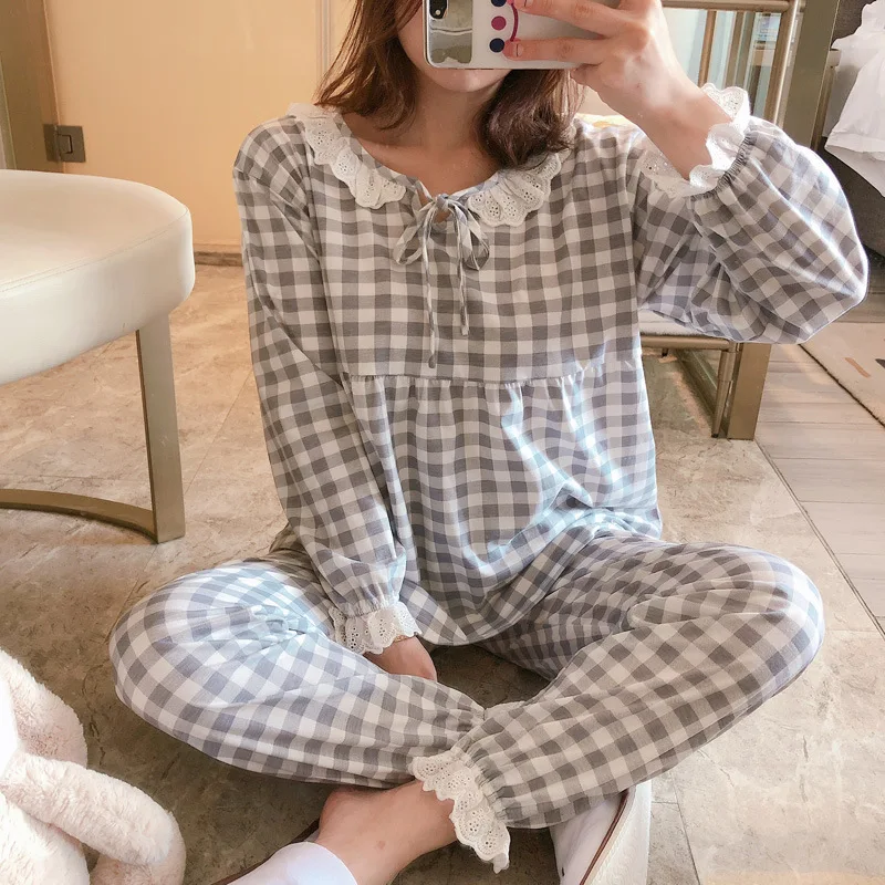 

Princess Long Sleeve Pajamas Women's Spring And Autumn Korean-style Students Cute Two-Piece Set Sweet Loose Autumn And Winter Ou