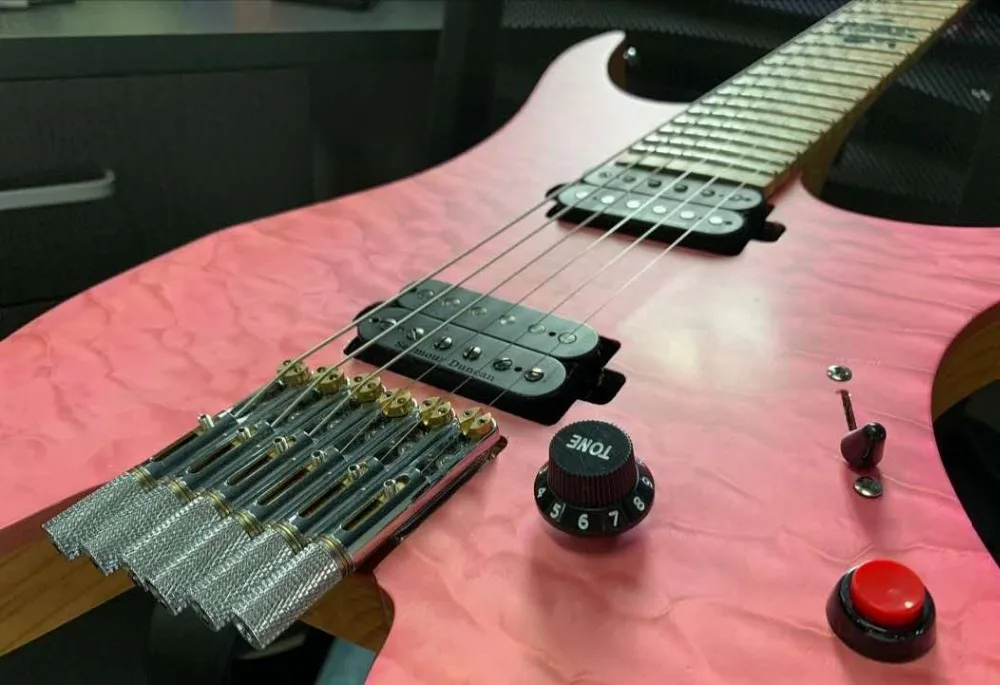 One Set 8strings Single Guitar black Bridge Fanned Fret Headless Guitar Bridge One Set 8strings Single Guitar black Bridge Fanned Fret Headless Guitar Bridge