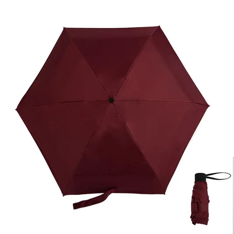 wine red Зонт для девочки 1 шт. мини пять складной дождливый день карманный зонтик водонепроницаемый ветрозащитный Защита от солнца девушки на открытом воздухе путешествия портативный зонтик - Цвет: wine red