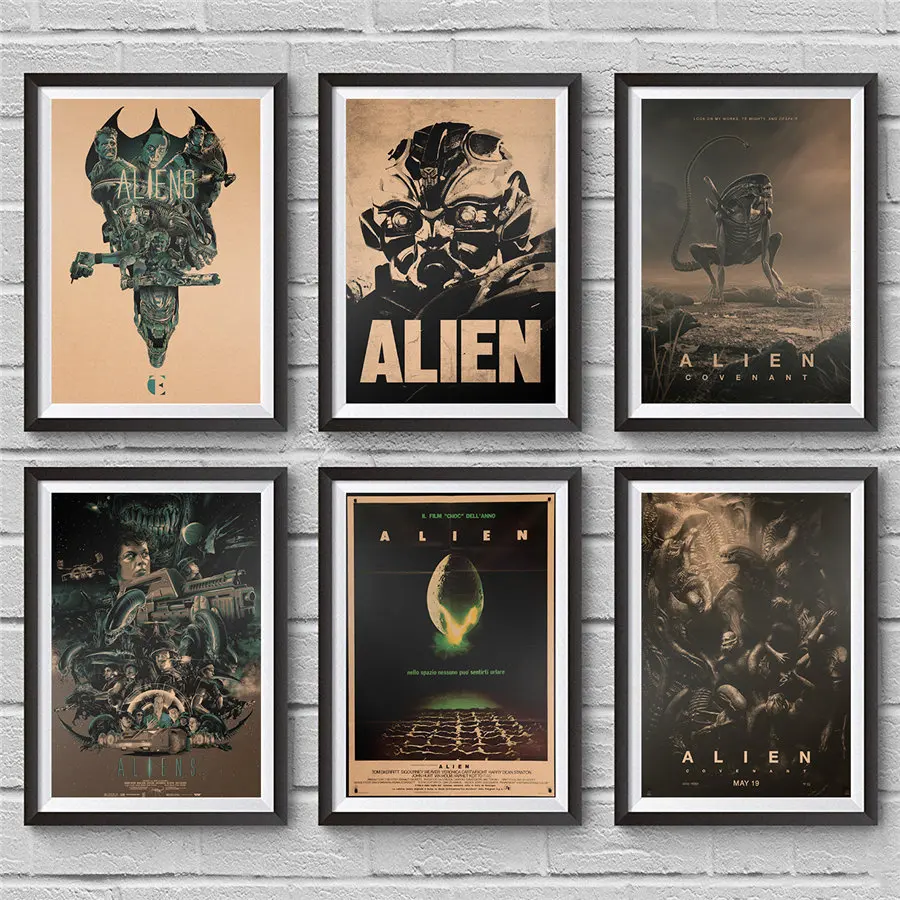 

Alien Movie Poster Vintage Print Kraft Paper Wall Art Sticker Retro Drawing Pub Cafe Bar Home Decorative Painting 42x30cm
