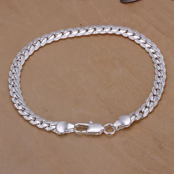 

1Pcs 5mm Width Fashion Snake Silver Plated Bracelet Jewelry Women Men Elegant Bracelets