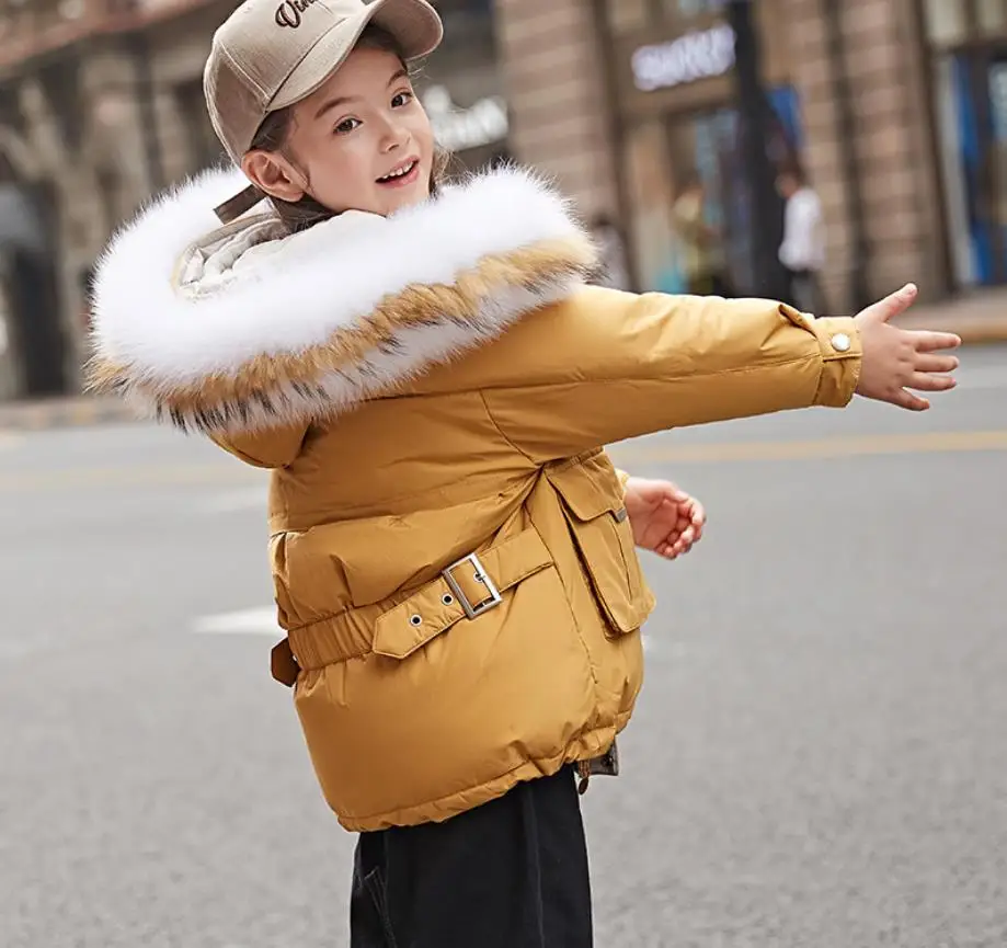 Wholesale Children boy and girls thicken down jackets winter new brand warm white duck down coats kids tops parkas ws1106 - Цвет: yellow