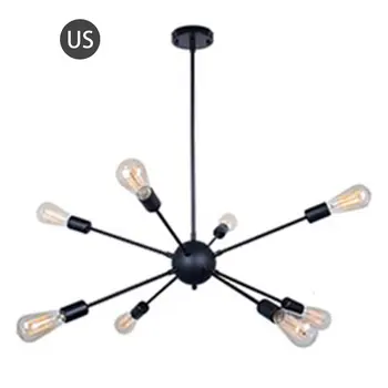 

Modern Fully Wired Loft Long Simple Chandeliers Satellite Light Mid-century Retro Farmhouse Brushed Nickel Ceiling Light