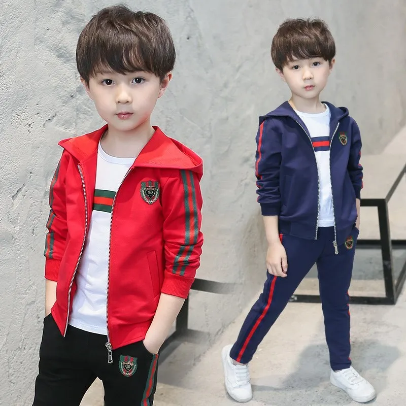 

Kids BOY'S Spring Clothing Hoodie 2018 Childrenswear Big Boy Children Sports Leisure Suit Three-piece Set Clothes New Style