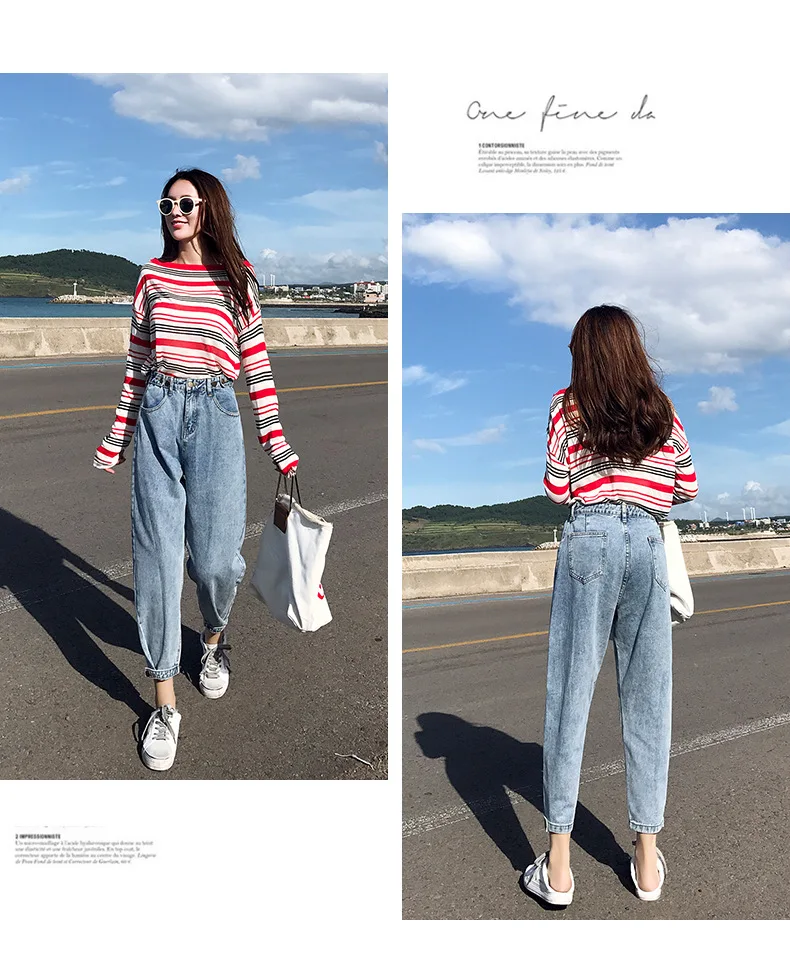 women vintage denim jeans high waist pockets zipper fly design stylish female trousers long Pants