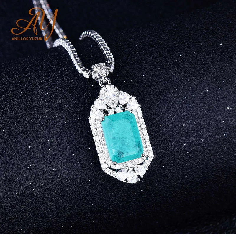 

Anillos Yuzuk Vintage FashionSilver Oval Cut Paraiba Tourmaline Gemstone Wedding Pendent Necklace Fine Jewelry Wholesale