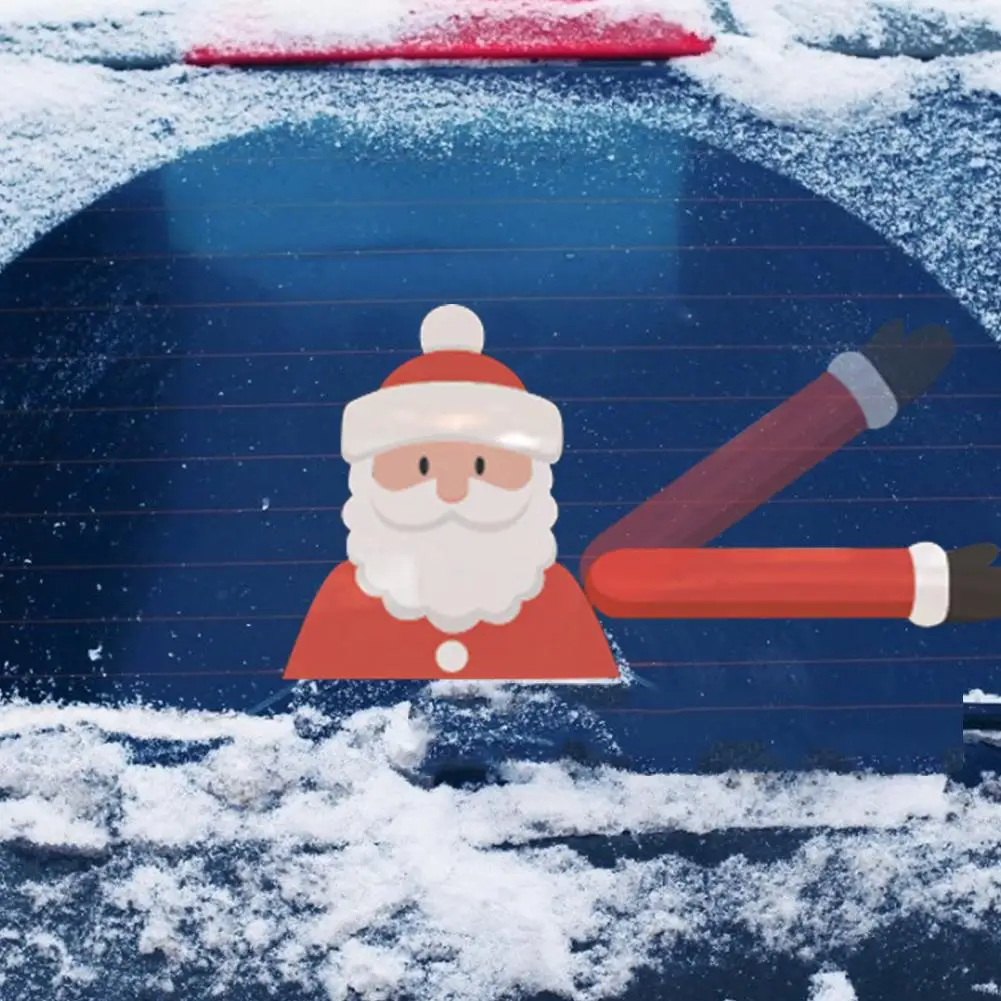 

Christmas Santa Clause Waving Arm Car Rear Wiper Sticker Detachable Sticker Strong Adhesion Windshield Decoration Car Stickers