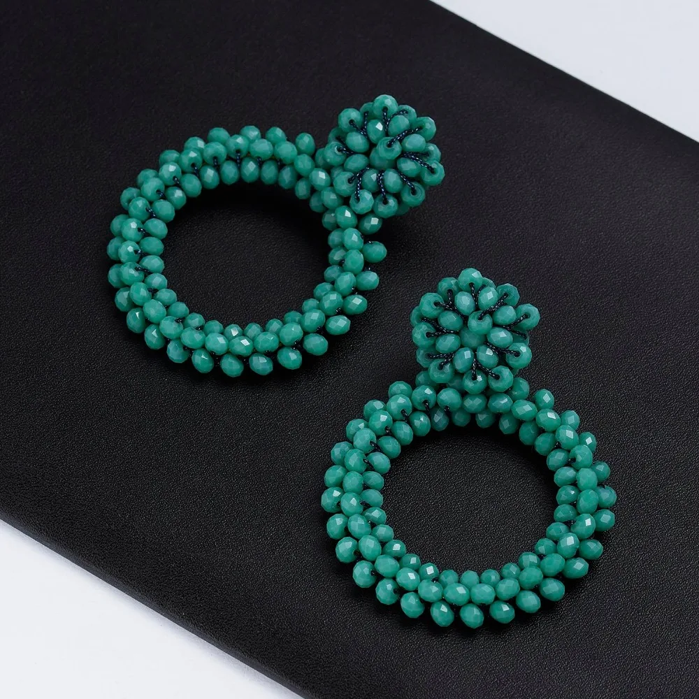 Boho круглые серьги ручной работы с разноцветными хрустальными бусинами массивные серьги висячие серьги подарок для свадебной вечеринки Свадебные украшения