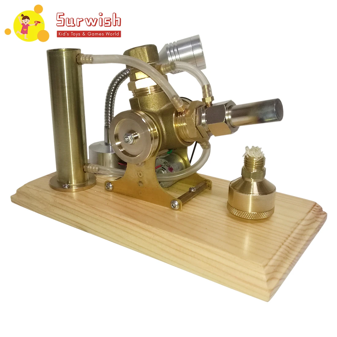 

Water-Cooled V Shape Stirling Engine Model With Full Copper Wooden Base