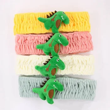 

Japansese Cute Stuffed Green Dinosaur Headband Women Girls Candy Color Hairband High Quality And Brand New